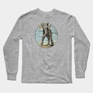 African Elephant Strutting Long Sleeve T-Shirt